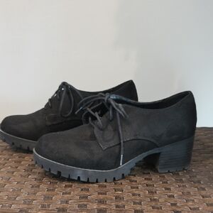 Black Suede Women's Lace-Up Shoes